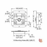 Fermoir papillon encastré medium automatique avec passage pour profilé L9075-928z dessin technique