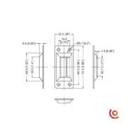 Anneau gâche 4 trous à lame rabattante L0747-CP dessin technique