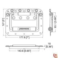 Poignée flight case grand modèle H7165-10z dessin technique