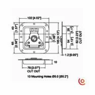 Fermoir papillon encastrable 10 mm L907/915-10z dessin technique