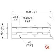 Charnière piano double 76.3 mm p81506z dessin technique