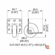 Roulette encastrée diamètre 75 mm W8075z dessin technique