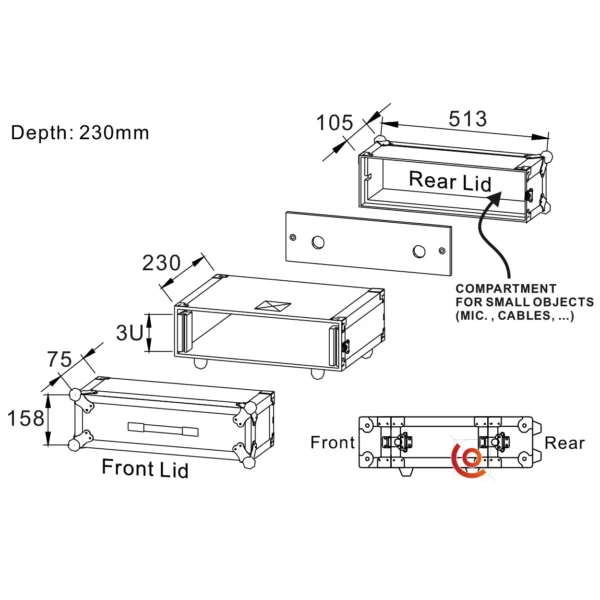 MICRO CASE 3U JV CASE B03221 19 pouces flight case