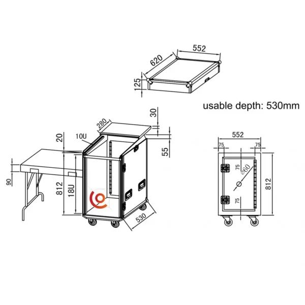 Flight case 19” d’excellente qualité pour régie DJ 10/18u