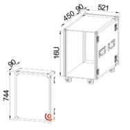 rack case 16u pour système électronique dessin technique