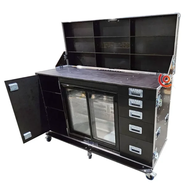 Flight case catering frigo 2 portes en bouleau recouvert d'un film phénolique brun